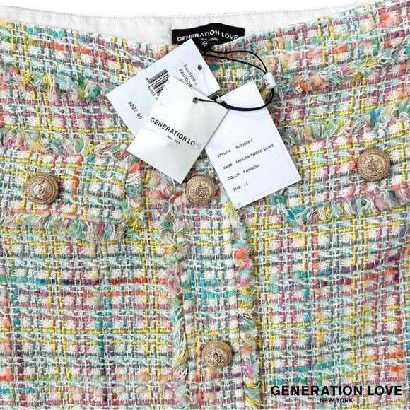 Generation Love **NWT** Sandra Tweed Skirt in Rainbow - Picture 13 of 14